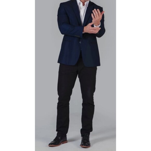Mens Navy Blue Suit Jacket Size 42 Classic Formal Blazer Elegant Fit Zoom in - Picture 1 of 8